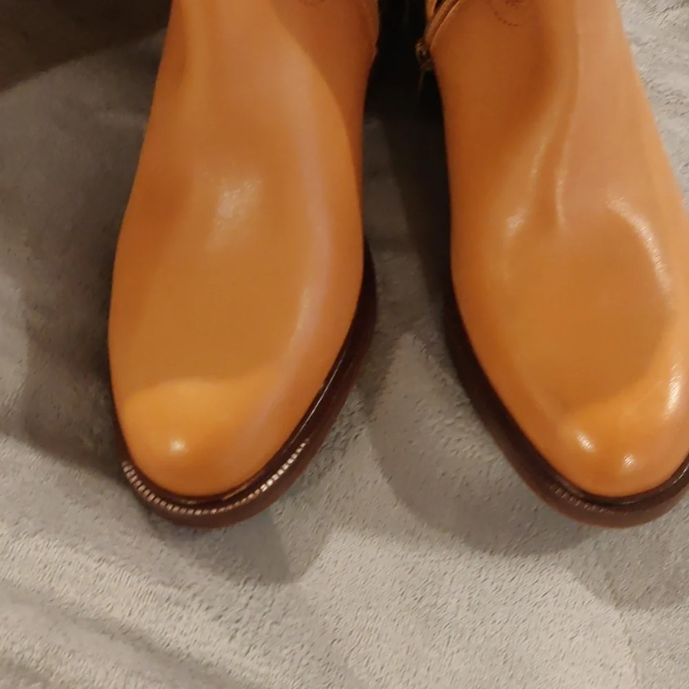 New!Vince Camuto camel leather knee boots Y2K Shabbychic Cottagecore Vintag - Picture 6 of 14